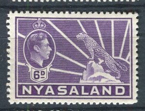 NYASALAND; 1938 early GVI Leopard issue fine Mint hinged 6d. value