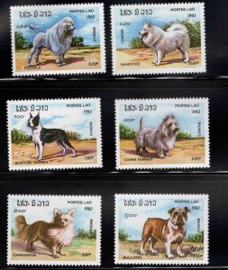 LAOS Scott 405-410 MNH** 1982 Dog Breed stamp set