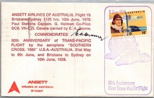 AUSTRALIA POSTAL HISTORY CACHET COVER COMM 50TH ANNIV FIRST AIRMAIL CANC YR'1978