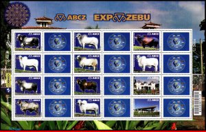 3077 BRAZIL 2009 EXPOSURE ZEBU, CATTLE, SCOTT VALUE $65.00, C-2789, SHEET MNH