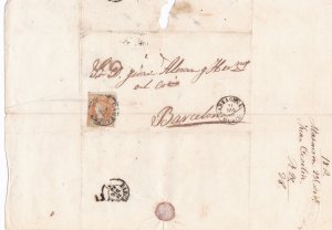 Spain 19th century imperf stamp cover  Ref: 8261