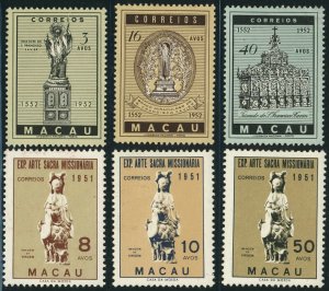 Macao Portuguese #365-367 #368-370 Sculptures Art Statue Exhibition 1952-53 MLH