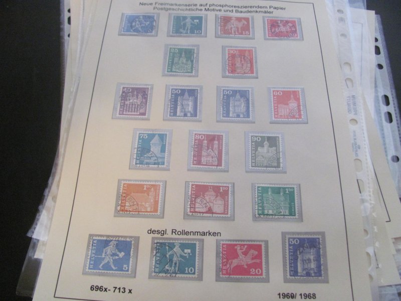 SWITZERLAND USED STAMPS & COVERS COLL. ON PAGES 1930-2005 $2K-$3K CAT. XF (191)