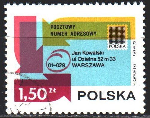 Poland. 1973. 2246. Mail, postal codes. USED.