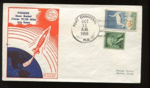 OCT 11 1958 PIONEER 1 Probe Launch Goldcraft Cover PORT CANAVERAL FL (LV 817)