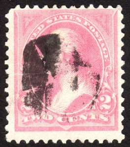 1894, US 2c, Washington, Used, cut at left, Sc 248