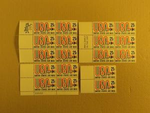 USPS Scott C81 21c US Air Mail Jet 1971 Lot Of 4 Plate Bl...