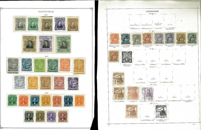 Honduras 1865-1950 M & U. Much Duplication .Hinged on pages & on Stock Sheets.