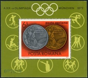 Romania 1972 MNH Stamps Souvenir Sheet Scott C191 Sport Olympic Games Medals