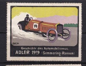 GERMANY POSTER STAMP SECK AUTOMOBILE CAR ADLER 1909 SEMMERING RENNEN