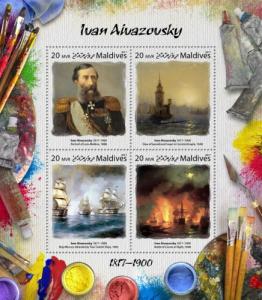 MALDIVES 2017 SHEET IVAN AIVAZOVSKY ART PAINTINGS ARTE PINTURAS mld17309a