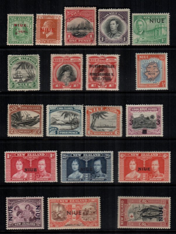 Niue  19  different mint hinged and used