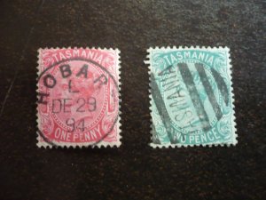 Stamps - Tasmania - Scott# 60-61 - Used Part Set of 2 Stamps