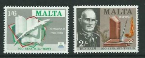 MALTA SG447/8 1971 LITERARY ANNIVERSARIES MNH