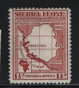 SIERRA LEONE, 155, HINGED, 1933, MAP OF SIERRA LEONE