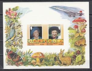 Virgin Islands, Scott cat. 518 A-B. Queen Mother, IMPERF s/sheet