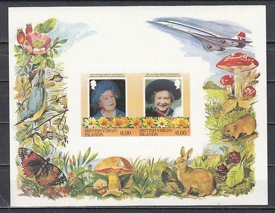 Virgin Islands, Scott cat. 518 A-B. Queen Mother, IMPERF s/sheet