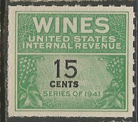 U.S. Scott #RE127 15-Cent Wine Revenue Stamp - Mint Single