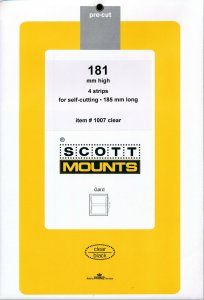 Prinz Scott Stamp Mount 185/181 mm - CLEAR (Pk of 4) (185x181 185mm) PRECUT 1007 