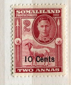 SOMALILAND PROTEC; 1951 early GVI surcharged issue Mint hinged 10c. value