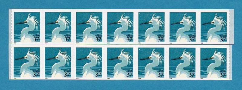 Scott #3829A Variety 37c Snowy Egret 2 Strips of 7 Mint NH