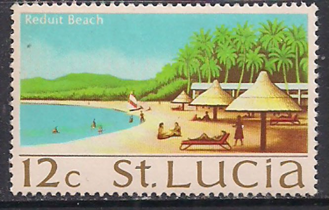 St Lucia 1970 -73 QE2 12c Reduit Beach MLH SG 282 ( H566 )