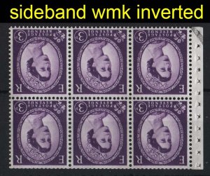 GB 1960 3d wmk inverted side bands booklet pane of 6 unmounted mint good perfs