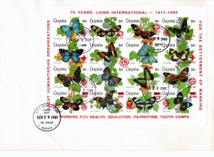 Guyana 1992 Sc 2604 RED IMPERFORATE overprint sheet of 16 FDC