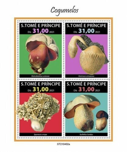 Sao Tome & Principe 2021 MNH Mushrooms Stamps Fungi Mushroom Nature 4v M/S 