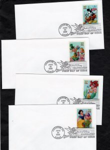 3912-3915 Art of Disney, FDC set/4 no cachet