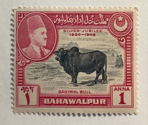 Pakistan Bahawalpur 1949 Scott 25 MNH - 1A,  Zebu,  Emir Silver Jubilee