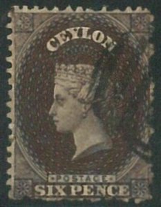 70353f - CEYLON - STAMPS - Stanley Gibbons # 67  FINE used - Six Pence  