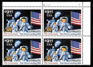 WCstamps: U.S. Scott #2842 / $83 - $9.95 Moon Landing Plate# Block 4,  Mint OGnh