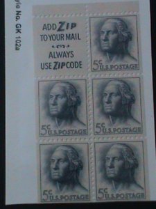 ​UNITED STATES-1962-SC#1213a-WASHINGTON-BOOKLET PANE-MNH-VF 61 YEARS OLD-