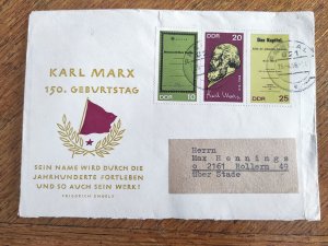 DDR 1968 FDC MICHEL NO. 1365A-1367A (ZD) EST. 150TH BIRTHDAY OF KARL MARX