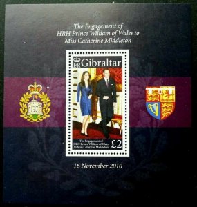 *FREE SHIP Gibraltar Royal Engagement 2010 Wedding (ms) MNH