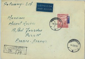 95477 - POLAND - POSTAL HISTORY - Single GROSZY Overprinted Stamp on COVER 1951-