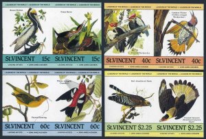 St Vincent 807-810 imperf pair,MNH.Michel 790B-797B. John Audubon's birds,1985.