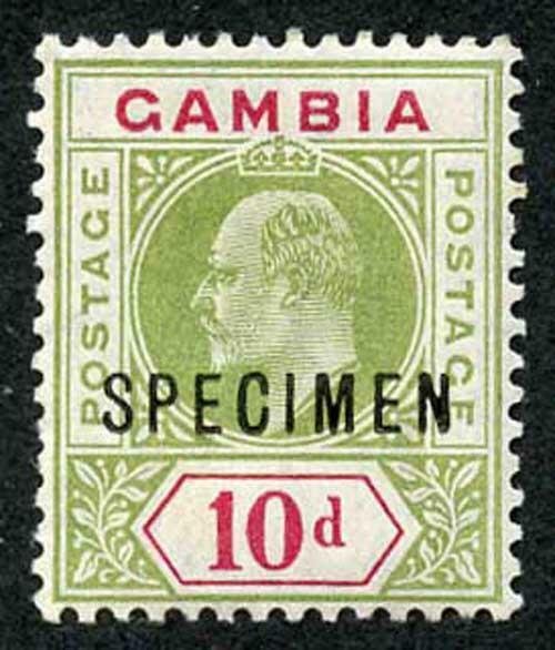 Gambia SG80s 10d Colour Change Opt SPECIMEN Fresh M/Mint