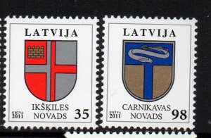 Latvia Sc 776-777 2011 Coats of Arms stamp set mint NH