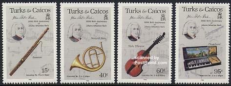 Turks and Caicos Islands 1985, J.S. Bach 4v, MNH