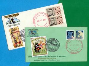 Two Bufflehead Local Post covers salute Lincoln & Scouting