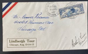 1927 Chicago iL USA Early Airmail Cover Lindbergh Tour Postmaster Signed