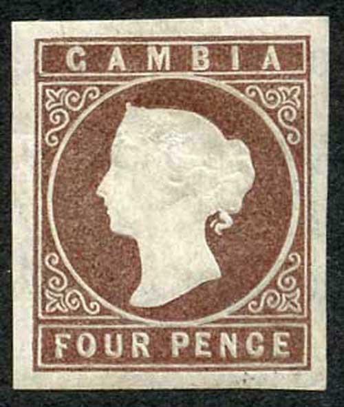 Gambia SG5 1874 4d Brown wmk CC Fine M/Mint