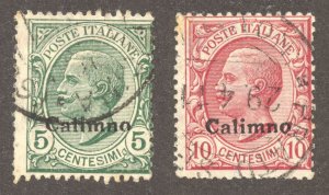 Italy-Aegean Islands-Calino Scott 1-2 UHR - 1912 Calimno Overprints-SCV $17.00