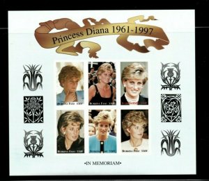Burkina Faso 1998 - Princess Diana In Memoriam - Scott 1092 IMPERF Sheet of 6MNH