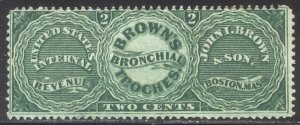 U.S. #RS40e SCARCE Unused - 2c Green, Brown's, Experimental Silk