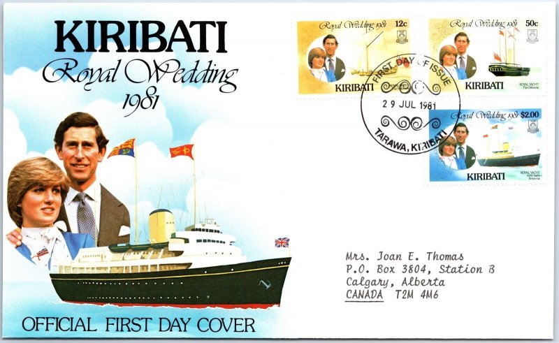 FIRST DAY COVER ROYAL WEDDING PRINCE CHARLES & PRINCESS DIANA KIRIBATI 1981