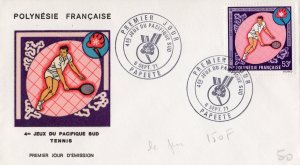 French Polynesia 1971 Sc#C77   TENNIS (1)  Official F.D.C.