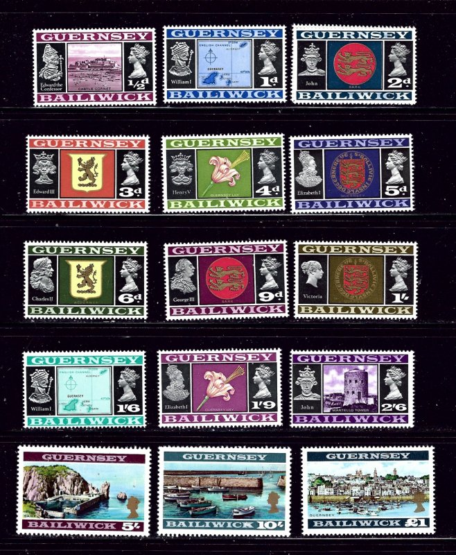 Guernsey 8-23 MNH 1969-70 set  one value not on scan set is complete